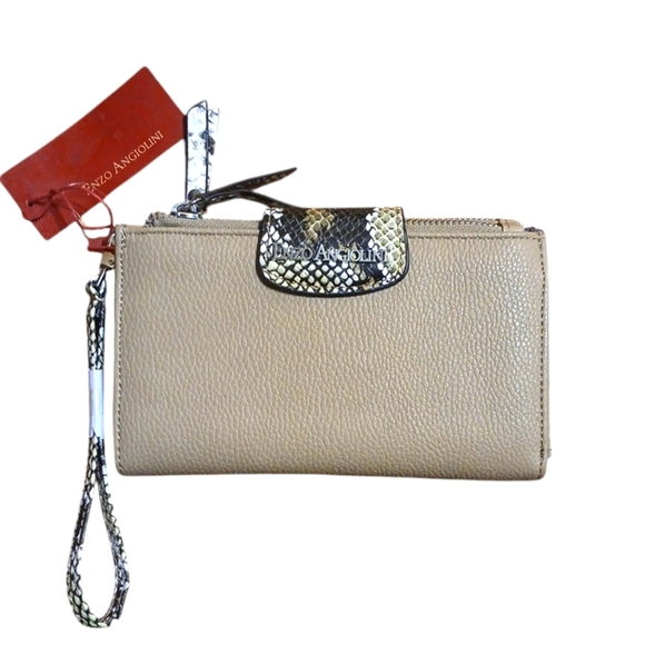 Enzo Angiolini Faina Tan Leather Wallet Clutch Wristlet - Picture 1 of 12